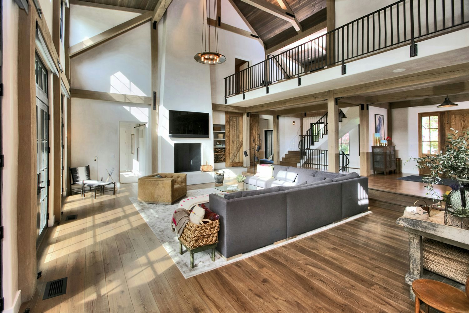 Custom Built Post and Beam Living Room